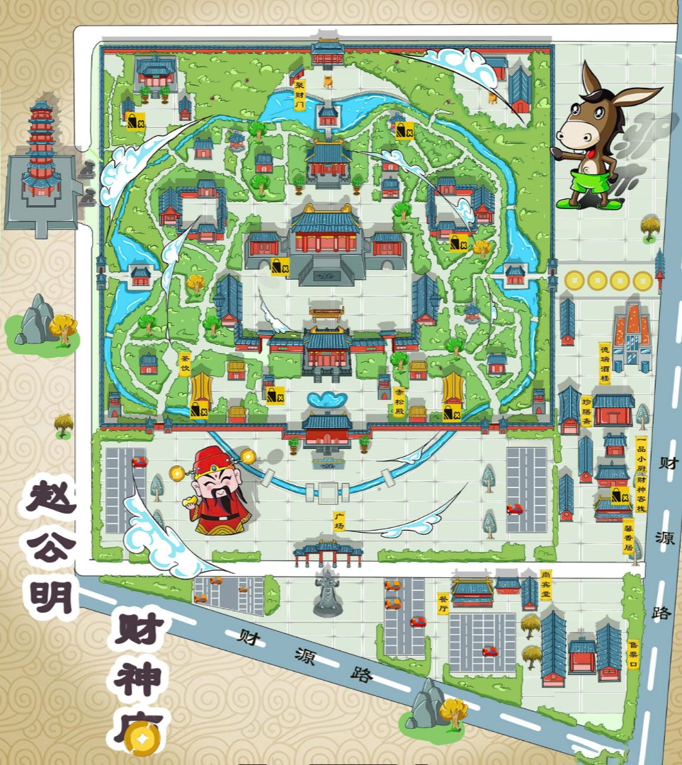 靖边寺庙类手绘地图